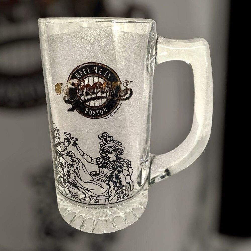 Vintage 1994 Cheers Meet Me In Boston Pint Glass Handle Mug